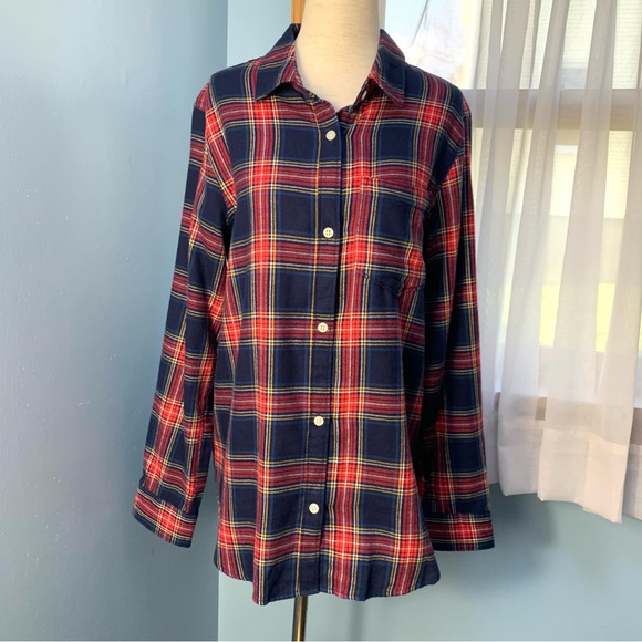 Old Navy Blue Tartan Plaid Classic Flannel Button Down - Picture 7 of 8